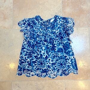 House of Harlow women’s blue and white ruffle top